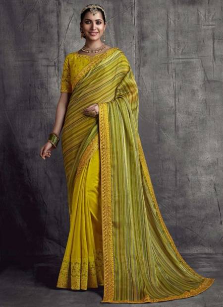 Mustard Yellow Colour Heavy Wedding Wear Fancy New Designer Saree Collection 8302